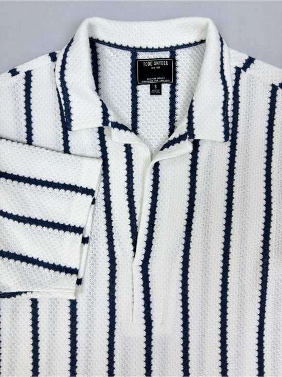 Todd Snyder Other - Todd Snyder Relaxed Textured Montauk Polo Coastal White Blue Stripe Size S